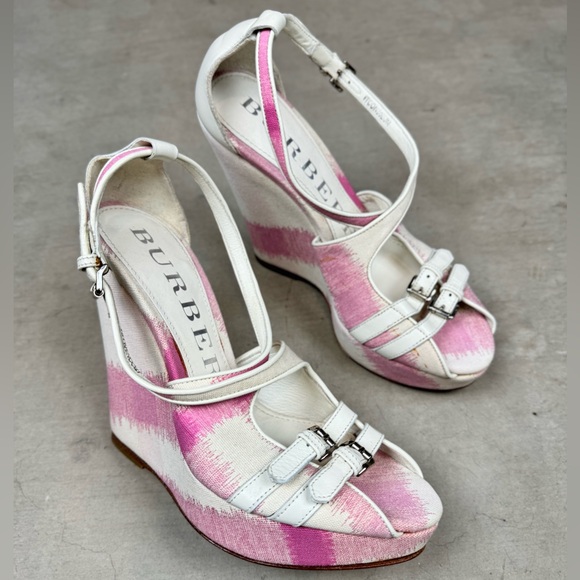 Burberry Brit Canvas Wedge Sandals Size 36 - Picture 2 of 6